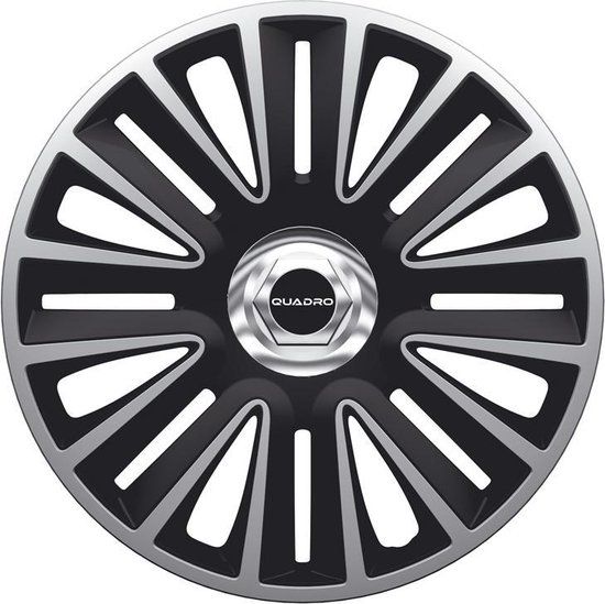 Autostyle Wieldoppen Quadro Pro 15 inch - Zilver/Zwart (4 stuks)