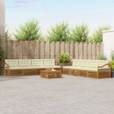 vidaXL - Acacia Hout Loungeset Bank Natuurlijk en Crème 8 Zitplaatsen