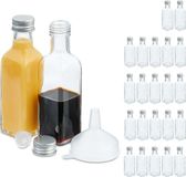 Merkloos Relaxdays Glazen flesjes set van 24 - 100 ml - mini - met kurk - transparant