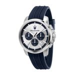 Maserati Successo R8871621042 Chronograaf Montre homme Argenté/Bleu Bracelet en silicone 42mm