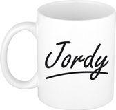 Bellatio Decorations Jordy Naam koffiemok - beker - met sierlijke letters - wit