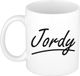 Bellatio Decorations Jordy Naam koffiemok - beker - met sierlijke letters - wit