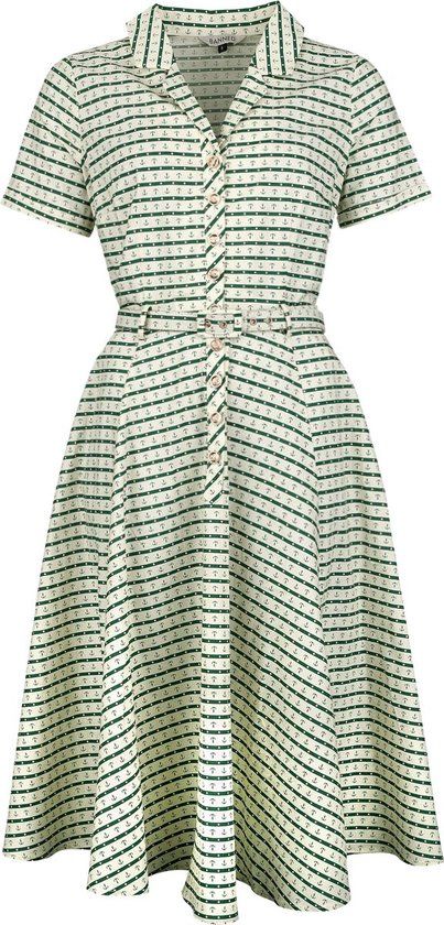 Banned Retro Banned Bella Anchor Ahead Dames Midi-jurk - beige/groen - XS