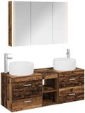 vidaXL Badkamermeubel Set 4 stuks Oud hout Bewerkt hout en glas