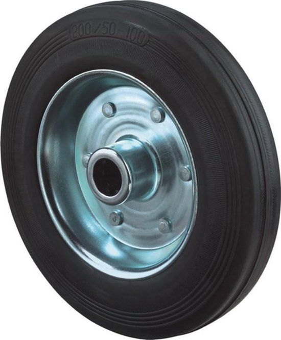 Kelfort Los staalverzinkt wiel, zwart rubber, gelagerd 125mm - zwart