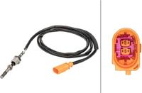 HELLA Capteur de température gaz d'échappement, filetage, 2 broches, câble de 605 mm, convient pour VW Amarok entre autres