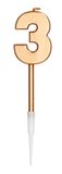 Folat 66033 Kaars Cijfer 3 Brons Metallic