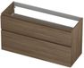 INK - Onderkast 2 Laden Greeploos Hout Decor met Houten Keerlijst A-symmetrisch - 1200x450x650 Mm - Zuiver Eiken
