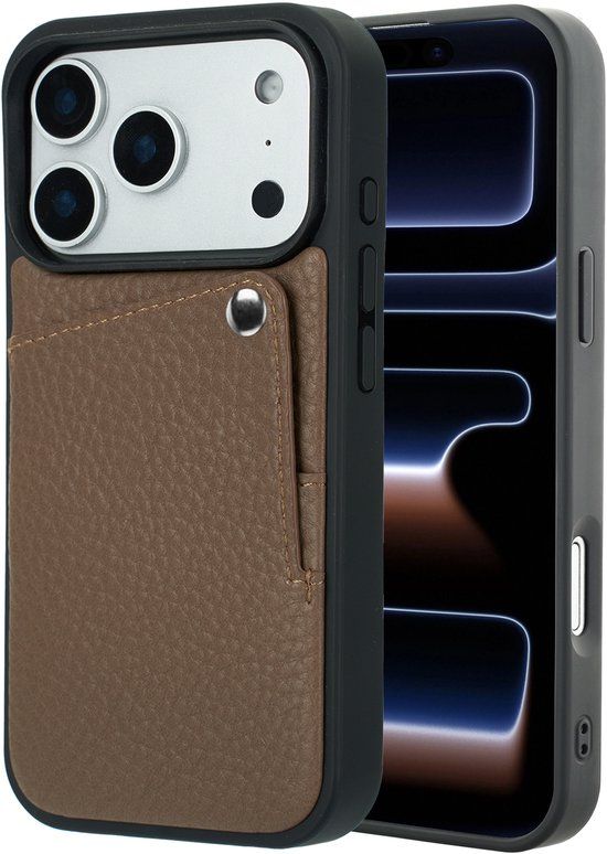 Selencia Hoesje - Geschikt voor Apple iPhone 17 Pro - Backcover met Pashouder - Mocha Brown