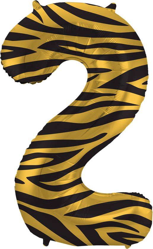 Folat Folieballon Cijfer 2 Tiger Chic - 86 cm