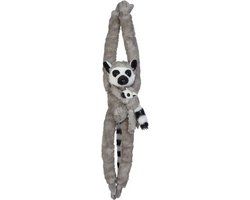 Ravensden Pluche Ringstaartmaki Knuffel met Baby - 84cm - Grijs