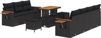 vidaXL Tuinbank Set Zwart Poly Rattan