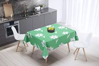 Bonamaison Tafelkleed, Anti-Mold, Sneldrogend, Waterdicht, 100% Polyester Tafellaken, Petroleum Groen, Wit, 140 x 140 Cm