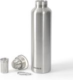 wenco Drinkfles roestvrij staal 1 l / 1000 ml geïsoleerd en lekvrij voor koude en warme dranken ook als thermoskan te gebruiken – met theezeef – vaatwasmachinebestendig BPA-vrij – zilver