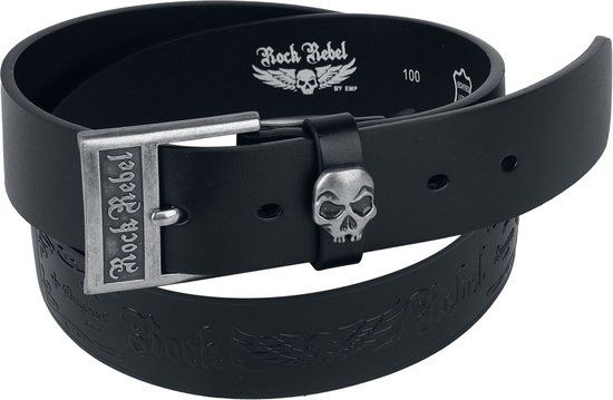 Rock Rebel by EMP Zwarte riem met doodshoofddetail - Unisex - 120 cm