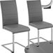Tectake Eetkamerstoelen - Kunstleren stoelen met hoge rugleuning - Set van 2 - Sledestoel met ergonomisch gevormde rugleuning - Grijs