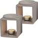 Merkloos Geurbrander voor amberblokjes/geurolie/waxmelts - 2x - keramiek - grijs - 11 x 11 x 13 cm
