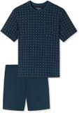 SCHIESSER Pyjama kort Heren donkerblauw Gestreept Katoen