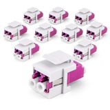 1aTTack.de 10x glasvezel keystone-connectoren OM4 (UPC of PC) LC duplex female naar LC duplex female multimode violet