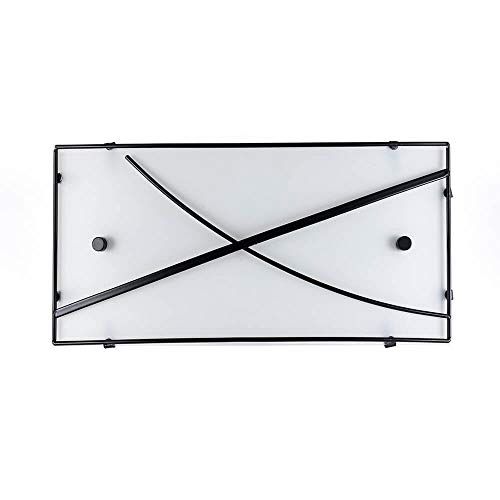 ONLI Applique in wit satijnen glas en decoratief patroon in zwart metaal