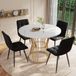 Table de salle à manger - Table de cuisine avec 4 chaises - Plateau de table aspect marbre - 100 cm de diamètre - Blanc et Noir