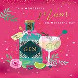 Piccadilly Greetings Moederdag Kaart Prachtige Mum Gin Fles Gin Glas - 8 x 6 inch