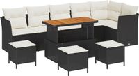 vidaXL Tuinbank Set 10-delig Zwart en Crème