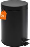 1.09 Poubelle en métal noir - 20 litres - Poubelle à pédale