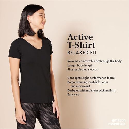 Amazon Essentials Amazon Essentials Dames Tech Stretch T-shirt met korte mouwen en V-hals (verkrijgbaar in grote maten), 2-Pack, Marineblauw/Zwart, L