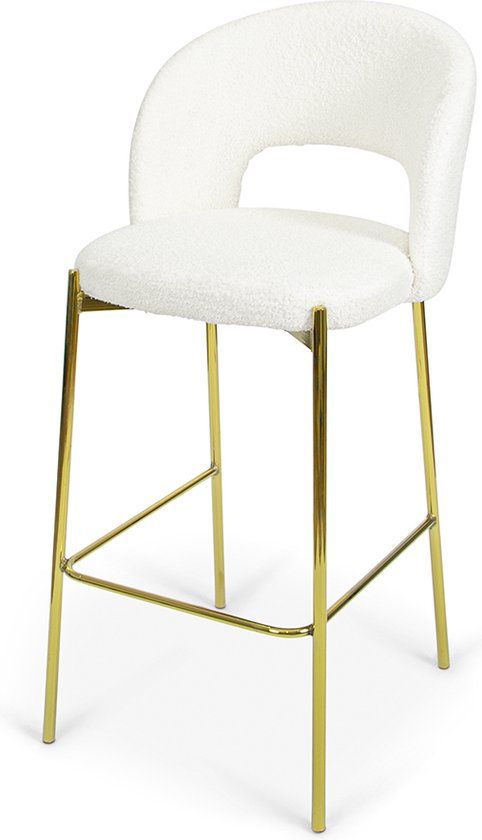 Milton & Oldbrook Monaco Barkruk - Wit - Stof - 75 cm zithoogte