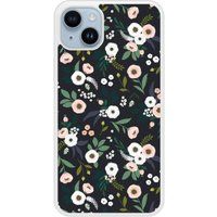 Apple Siliconen hoesje compatibel met iPhone 14 Plus Bloemen Zwart