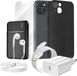 Mayaxess, set complet pour iPhone 13, incluant étui, protection en verre, chargeurs, powerbank, noir