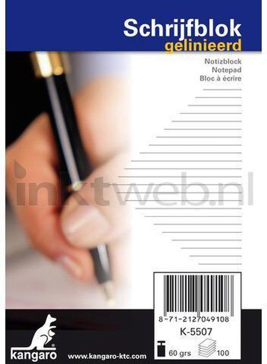 Kangaro schrijfblok A7 gelinieerd 60 grams 100 vel