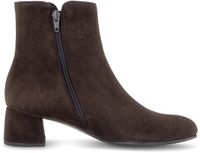 Gabor 8036.01.003 Dames Enkellaarzen - Suède - Bruin - Ritssluiting - Blokhak - Ronde neus - Smal - 38.5 EU