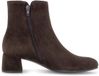 Gabor 8036.01.003 Dames Enkellaarzen - Suède - Bruin - Ritssluiting - Blokhak - Ronde neus - Smal - 38.5 EU