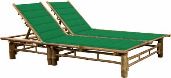vidaXL Ligbed 2-persoons met kussens bamboe