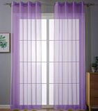 Gardinenbox 203322 Set van 2 gordijnen met inslagringen, transparante gordijnen, voor woonkamer, voile, gordijn met ogen, loofband, H x B 225 x 140 cm, paars