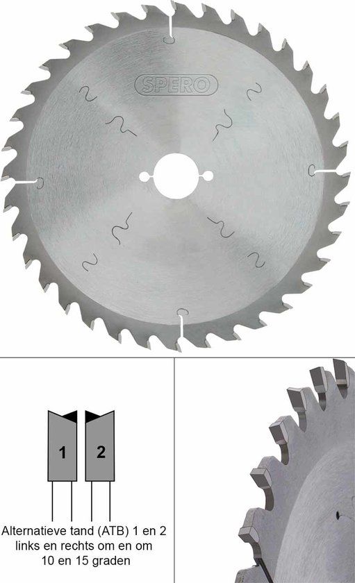 SPERO 250mm hout TCT zaagblad 36 tands - asgat 30mm