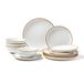 VEVOR Service de table 12 pièces pour 4 personnes, assiettes et bols ronds, vaisselle en céramique résistante aux rayures, pour lave-vaisselle et micro-ondes, pour desserts, salades, soupes, pâtes, blanc