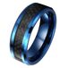 Mendes Jewelry Wolfraam heren ring Carbon Fiber Blauw Zwart 8mm-19mm