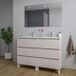 Saniclass Chaci PLUS Badkamermeubelset - 120x86x46cm - keramische wastafel wit - 2 wasbakken - 2 kraangaten - 6 lades - rechthoekige spiegel - mat cotton (beige)