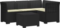 vidaXL 4-Persoons Tuinbank met Kussens Rieten Look PP Antraciet