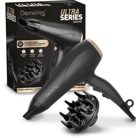 Saint Algue Demeliss Ultra Serie Haardroger - 2200 W - 3 temperatuurstanden - Inclusief volume diffuser - Zwart