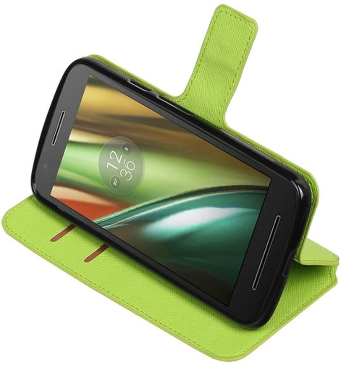 Best Cases .nl Groen Motorola Moto E3 TPU wallet case booktype hoesje HM Book