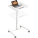 Bureau Assis-debout Réglable En Hauteur, Bureau À Roulettes Avec Plateau Inclinable, Butée De Sécurité, Blanc