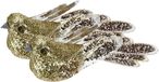 Merkloos / Sans marque Koopman International Kerstboomversiering Vogel - 2x stuks - 10 cm - Goud glitter - op clip - ornament