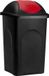 Poubelle, poubelle avec couvercle, 60 litres, conteneur à déchets, plastique, poubelle pour la cuisine, pour un usage domestique (noir-rouge)