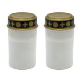 Topten Grafkaars/gedenklicht - 2x - LED licht - wit - D6,8 x 12,3 cm