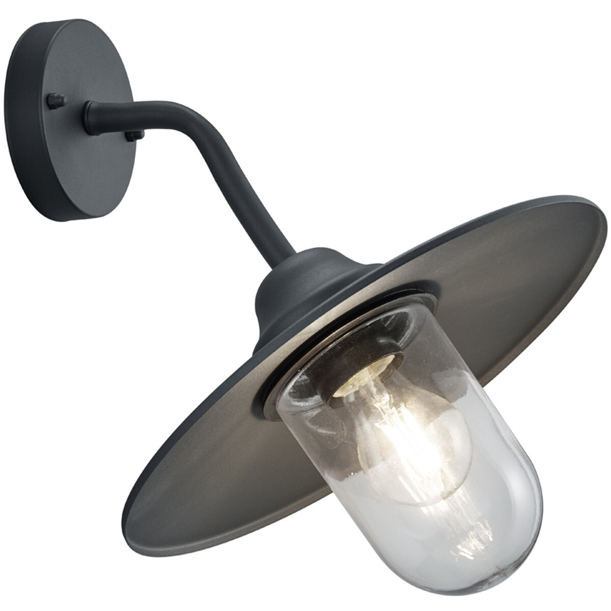 BES LED LED Tuinverlichting - Tuinlamp - Trion Brenionty - Wand - E27 Fitting - Mat Zwart - Aluminium