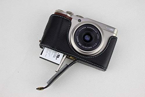 Zakao XF10 Camera Case - Echt Lederen Half Bottom Opening Versie Holster Camera Case Met Hand Strap - Zwart